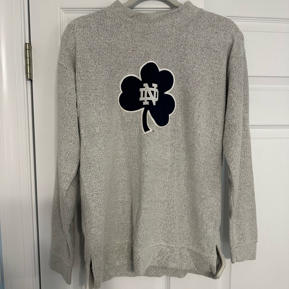 Gray Notre Dame Sweatshirt with Clover Logo